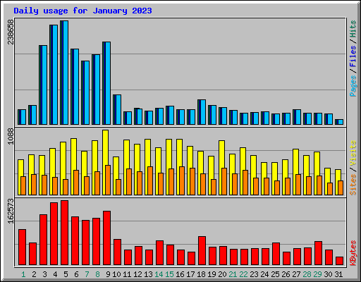 Daily usage for January 2023