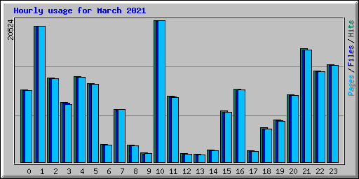 Hourly usage for March 2021
